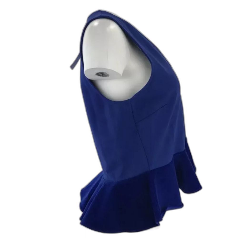 J CREW Women's V-Neck Peplum Blouse Y2K Top Blue SZ Large - Picture 15 of 15